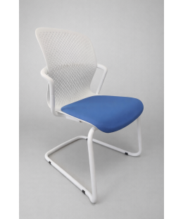 Fauteuil KEYN blanc assise bleue