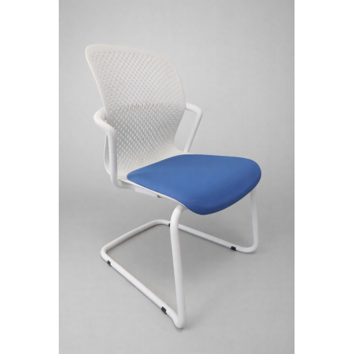 Fauteuil KEYN blanc assise bleue