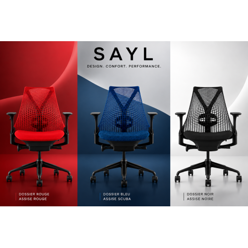 Fauteuil SAYL Herman MILLER dossier de couleur noir, bleu ou rouge