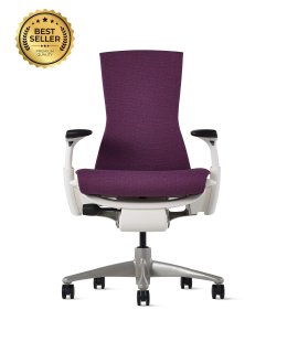 Fauteuil EMBODY Blanc/tissu Medley Mulberry - Herman MILLER