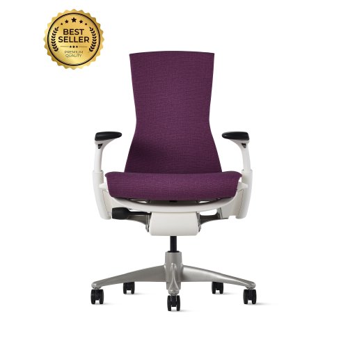 Fauteuil EMBODY Blanc/tissu Medley Mulberry - Herman MILLER