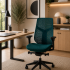 Fauteuil Vérus Herman Miller triflex peacock blue assise montserrat