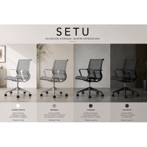 Fauteuil SETU Herman MILLER monochrome  à roulettes