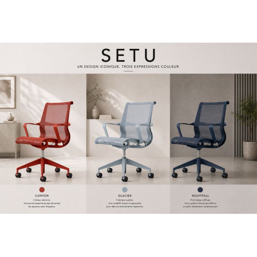 Fauteuil SETU Herman MILLER dipped in colour à roulettes